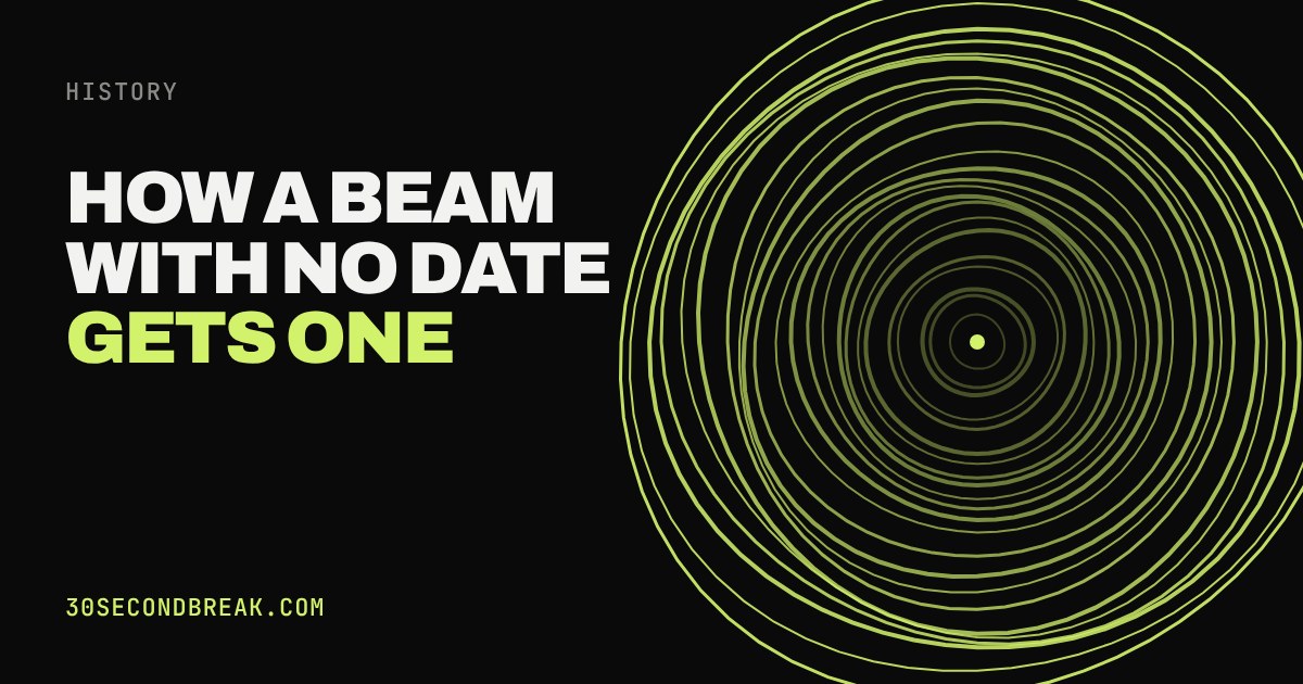 Concentric lime-green tree rings of uneven thickness spreading out from a central dot on a black background