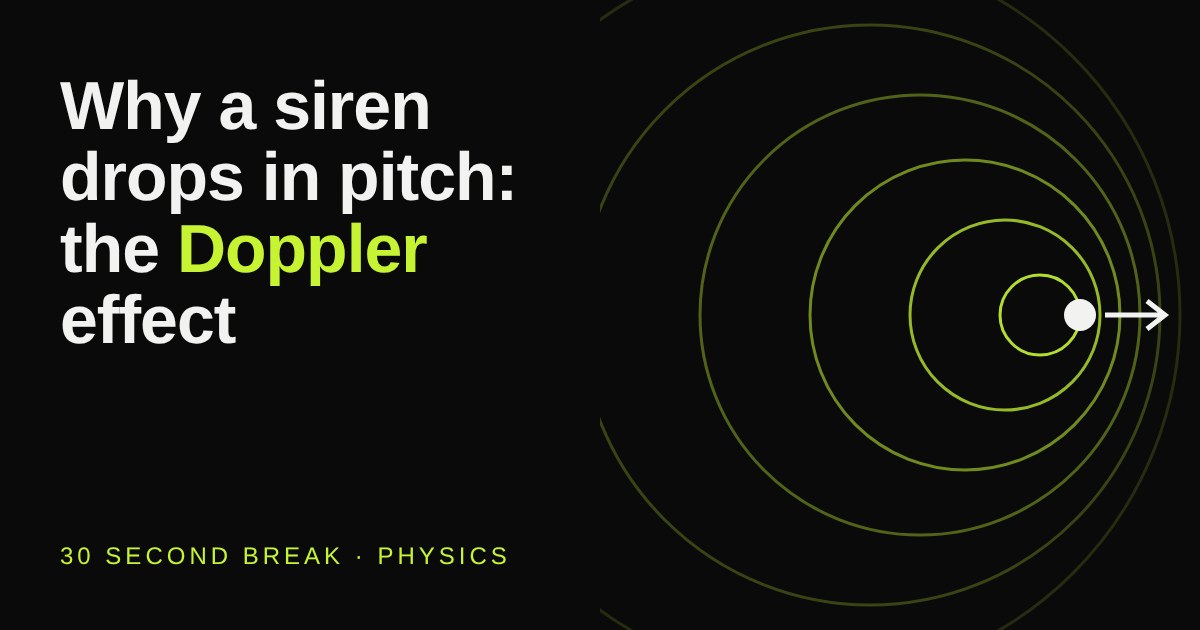 Expanding green sound-wave rings bunched ahead of a moving source, with the title on a dark background
